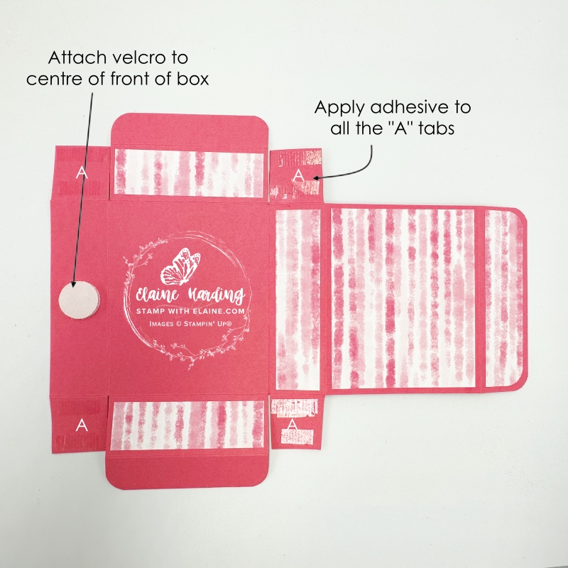 apply adhesive to tabs marked A and attach velcro closure