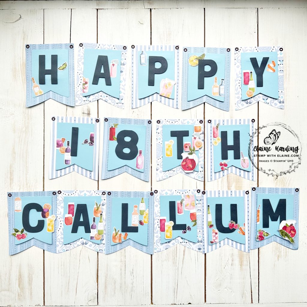 birthday party banner with party bundle dies and celebratory sips DSP