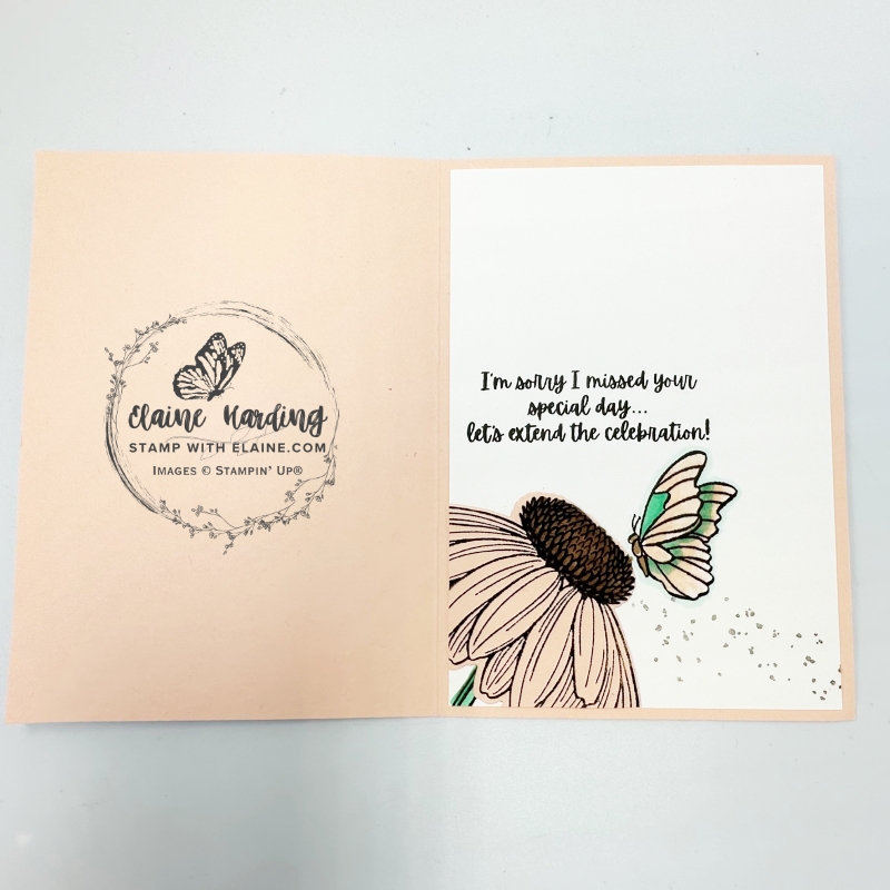inside belated birthday Coneflower Celebrations card