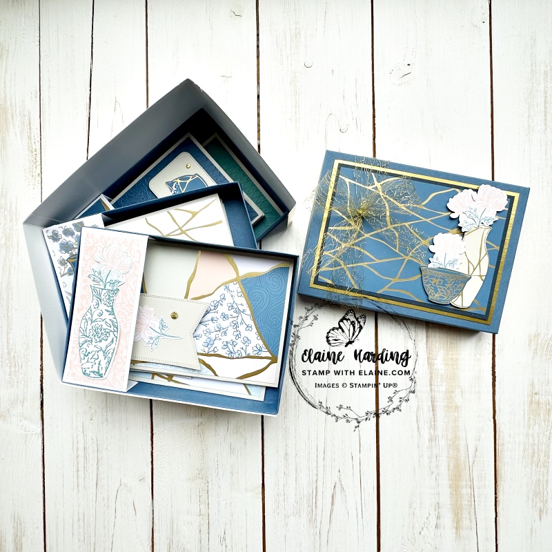 Misty Moonlight Kintsugi box open 3 tier