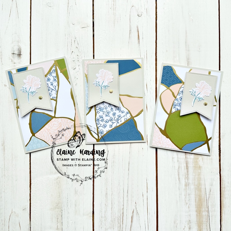 Basic Beige Kintsugi card with Nested Essentials flag label 