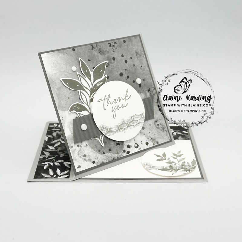 Corner easel card with Botanical Textures