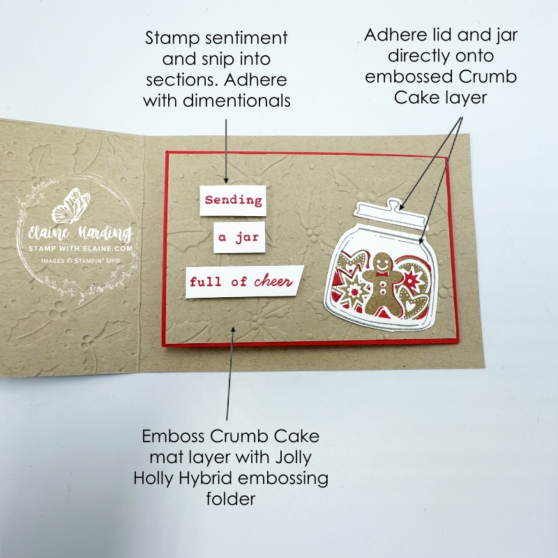 embossed front of mini card with jar of joy christmas card