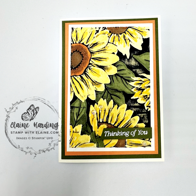 Sunflower embossed thinking of you card