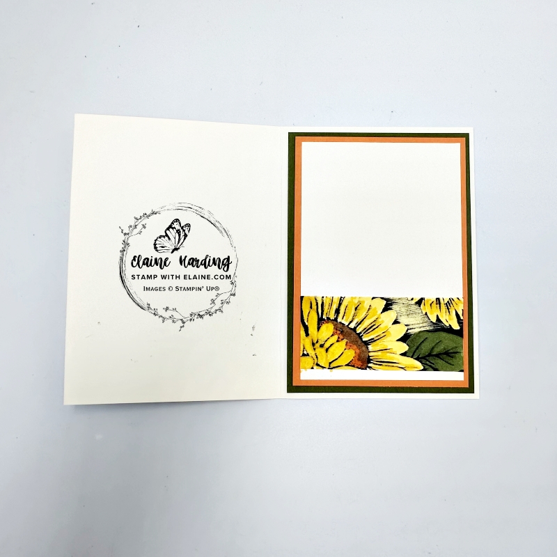 inside embossed sunflower thinking of you card