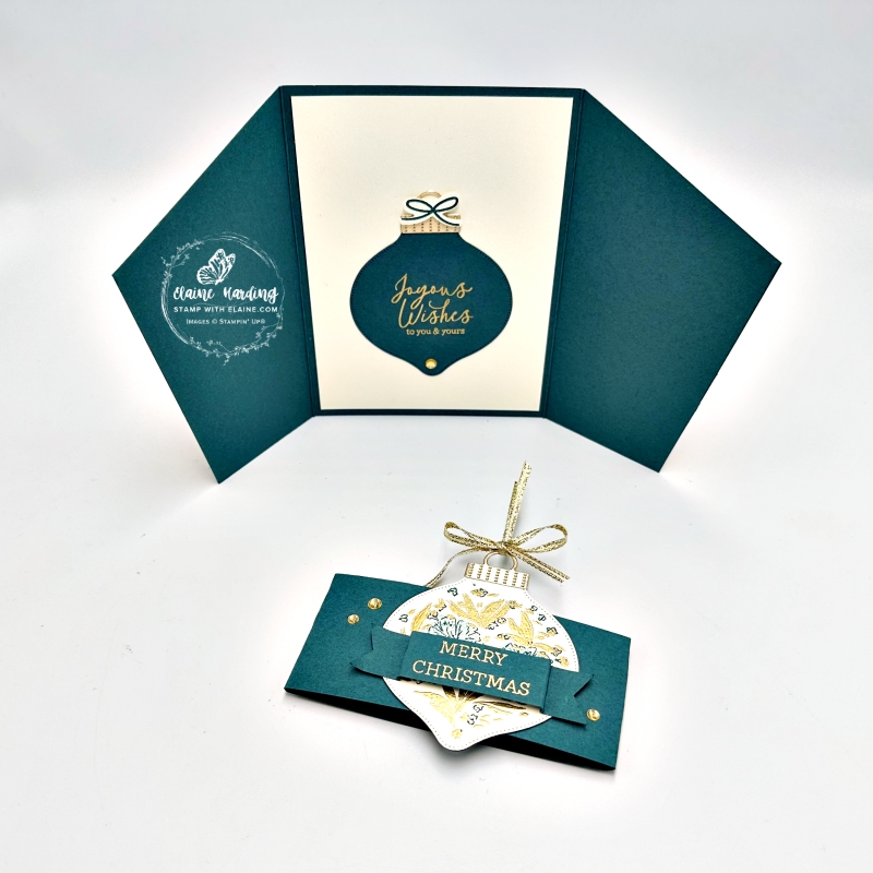 inside angled gatefold card Bauble Blooms