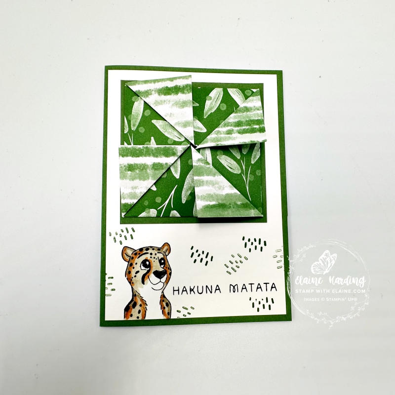 garden green pinwheel topper silly safari card