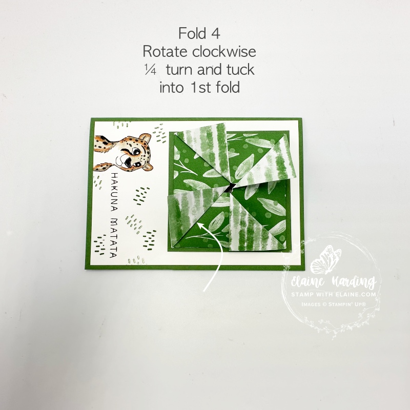 fold 4 of pinwheel tucked into fold 1