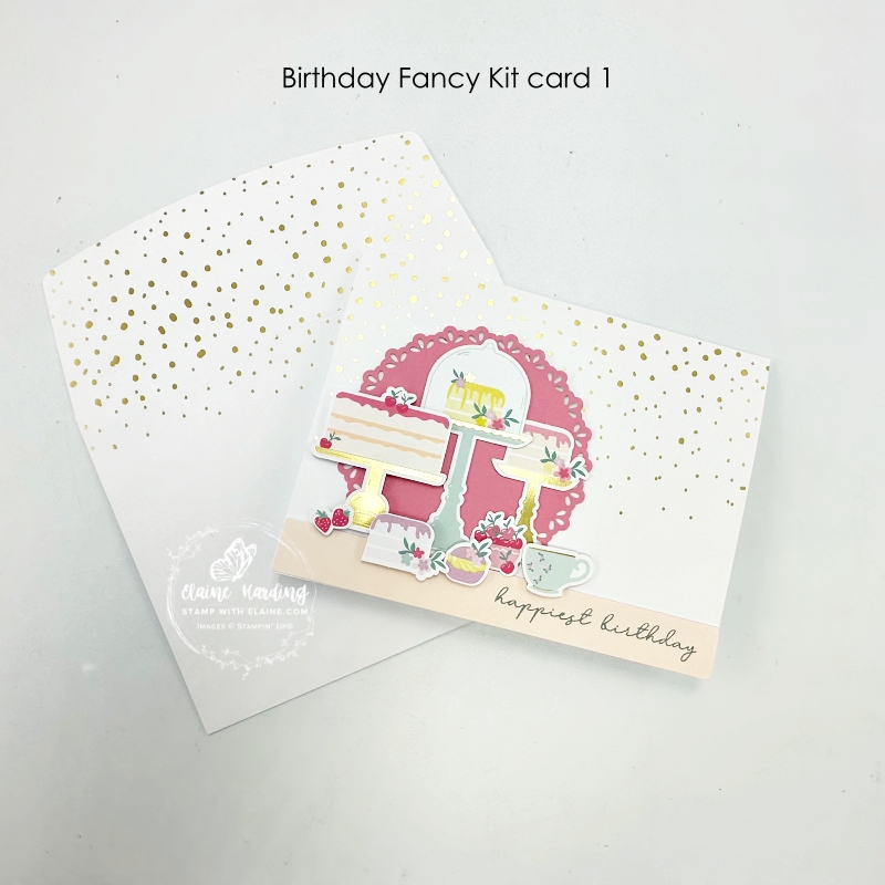 Birthday Fancy kit card gold spotted Basic White card