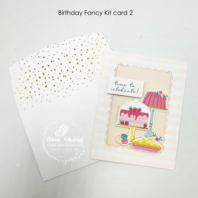 Pink striped Birthday Fancy kit card
