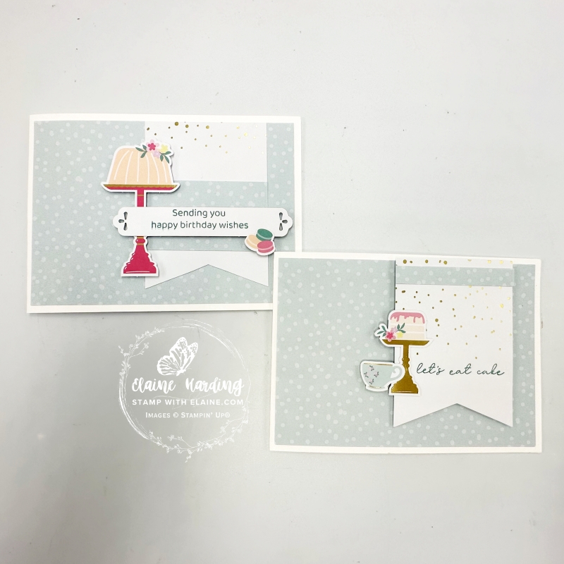 altered spotted blue birthday fancy kit cards on basic white landscape card bases