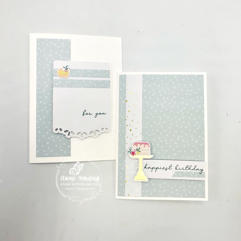 altered blue spotted birthday fancy kit card on Basic White card bases