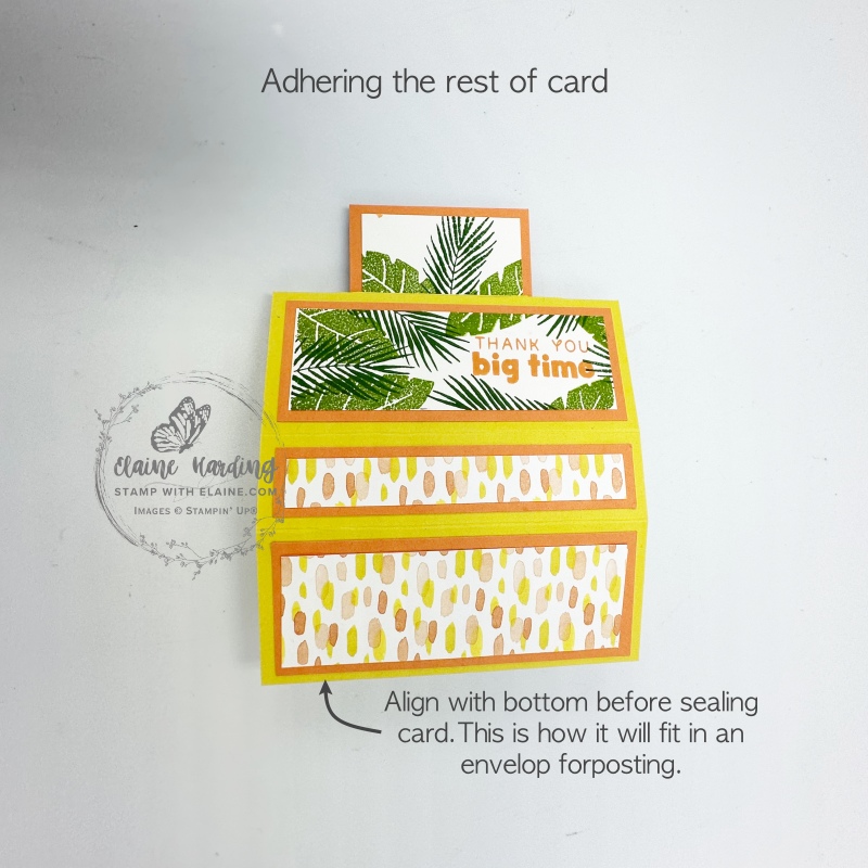 card adhered and collapsed to fit in envelop