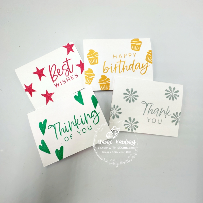 note cards stamped With You In Mind stamp set