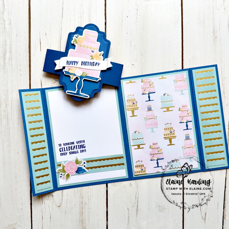 inside double flap wildflower birthday card open with belly band