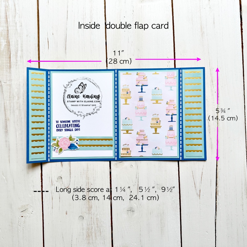 inside double flap card base with scoring guide