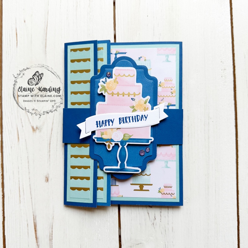 belly band inserted to close double flap  wildflower birthday card