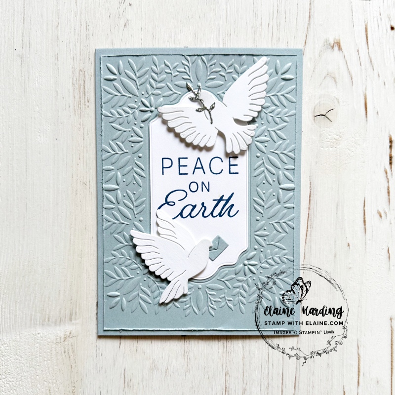 Embossed Cloud Cover Christmas card with doves