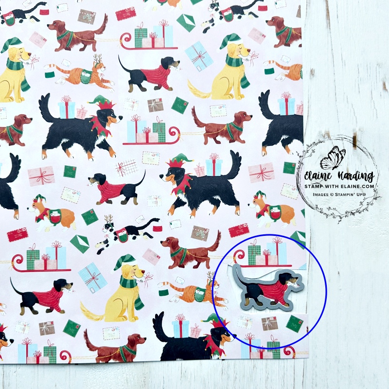 sheet of North Pole Delivery Specialty DSP for die cutting dachshund