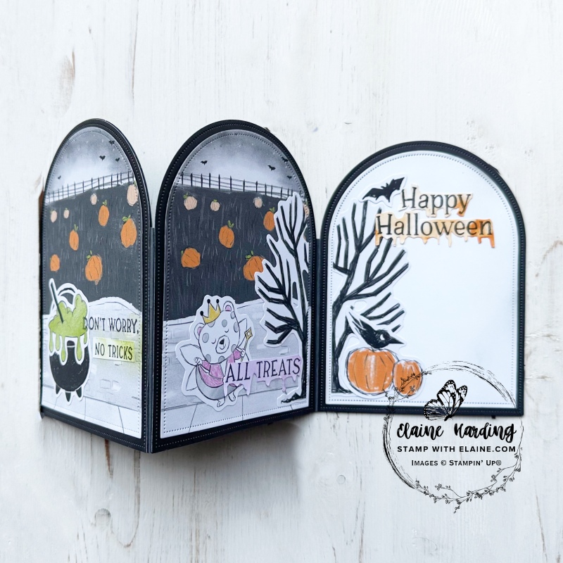two-tone black halloween trifold card with Spooky Halloween
