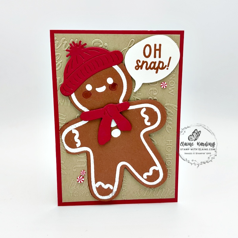 embossed real red gingerbread man christmas card