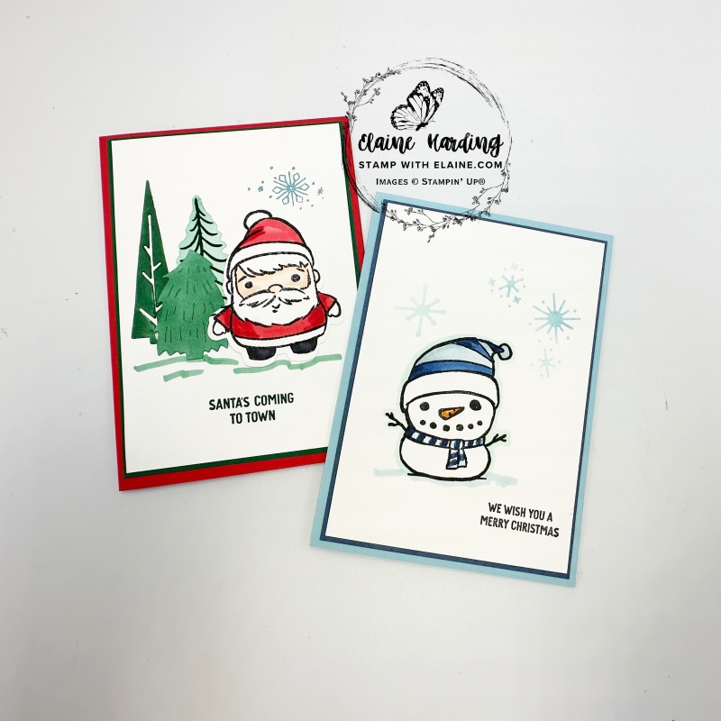 Santa and snowman cards with Festive Friends
