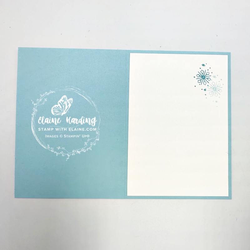 inside Balmy Blue snowman festive friends card