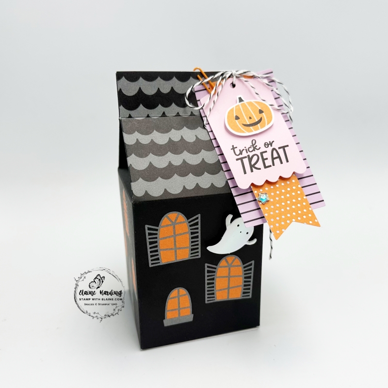 Haunted House with Pumpkin tag