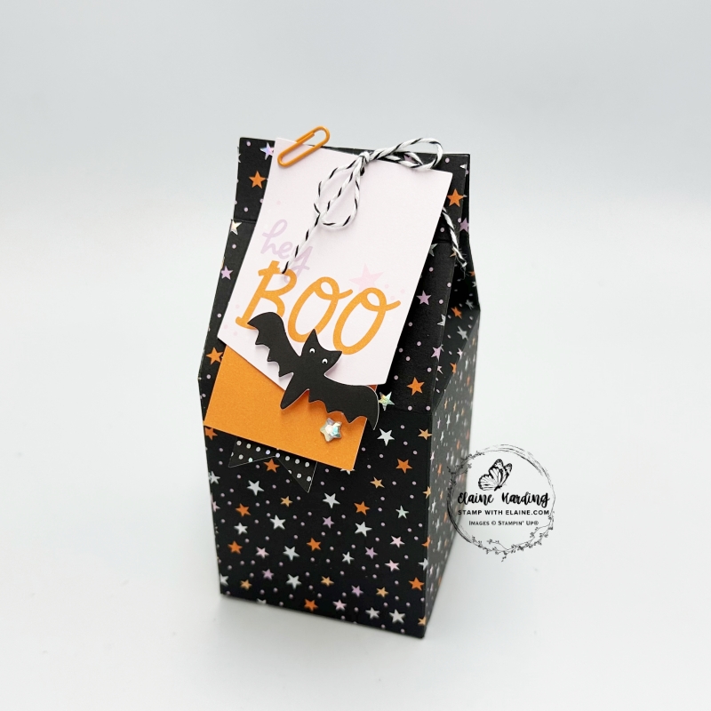 Stars design box with Boo bat tag