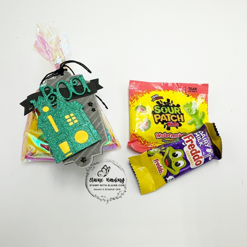 spooky halloween treat bag and contents