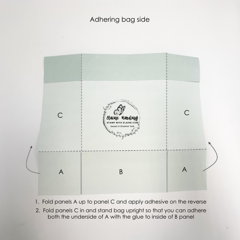 how to apply adhesive to sheet 2 gift bag