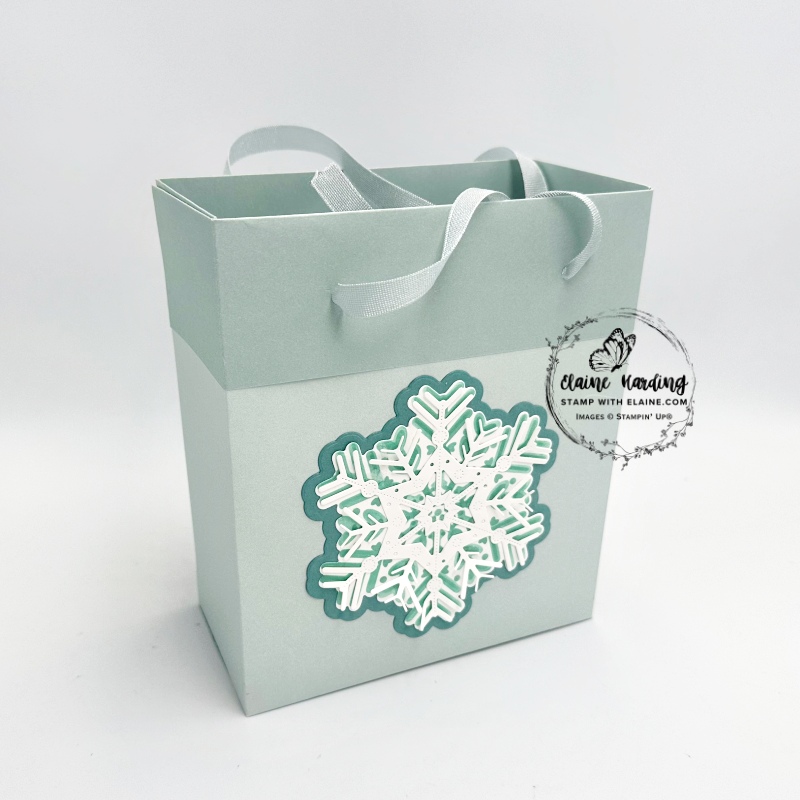 completed bag with embossed snowflake embellishment