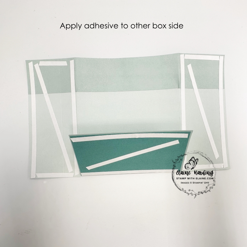 where to apply adhesive on sheet 2 of gift bag