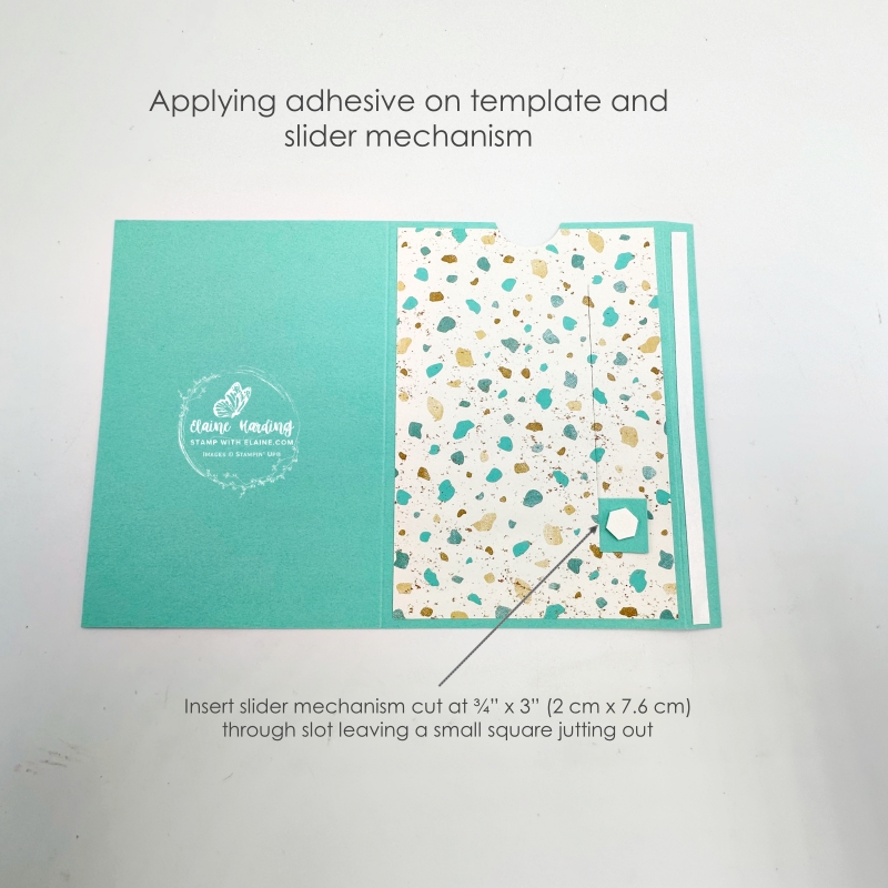 attaching adhesive to slider mechanism and narrow side flap