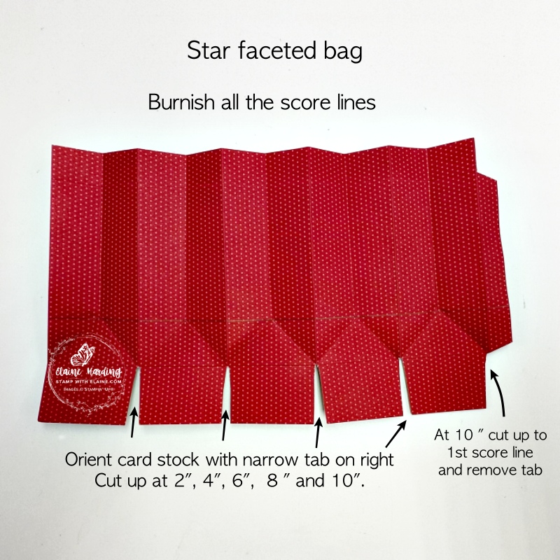 how to score and cut faceted pinch star gift bag