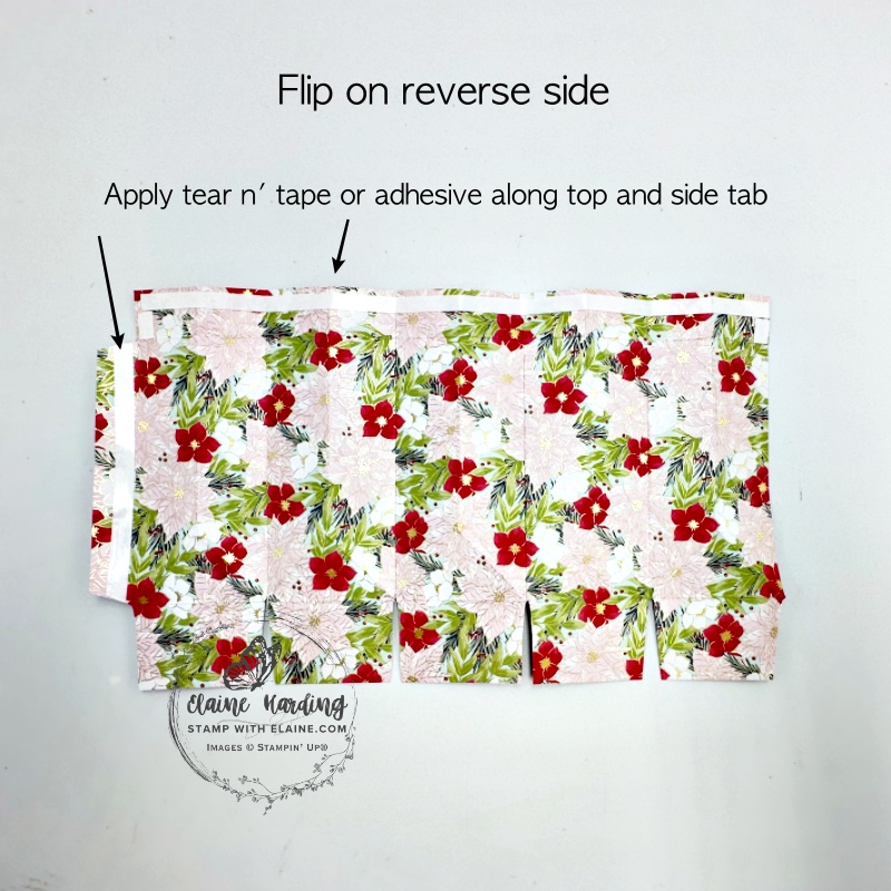 reverse side of faceted pinched star gift bag applying adhesive