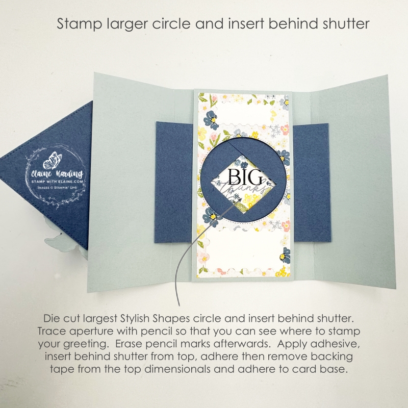 inserting stamped circle behind shutter