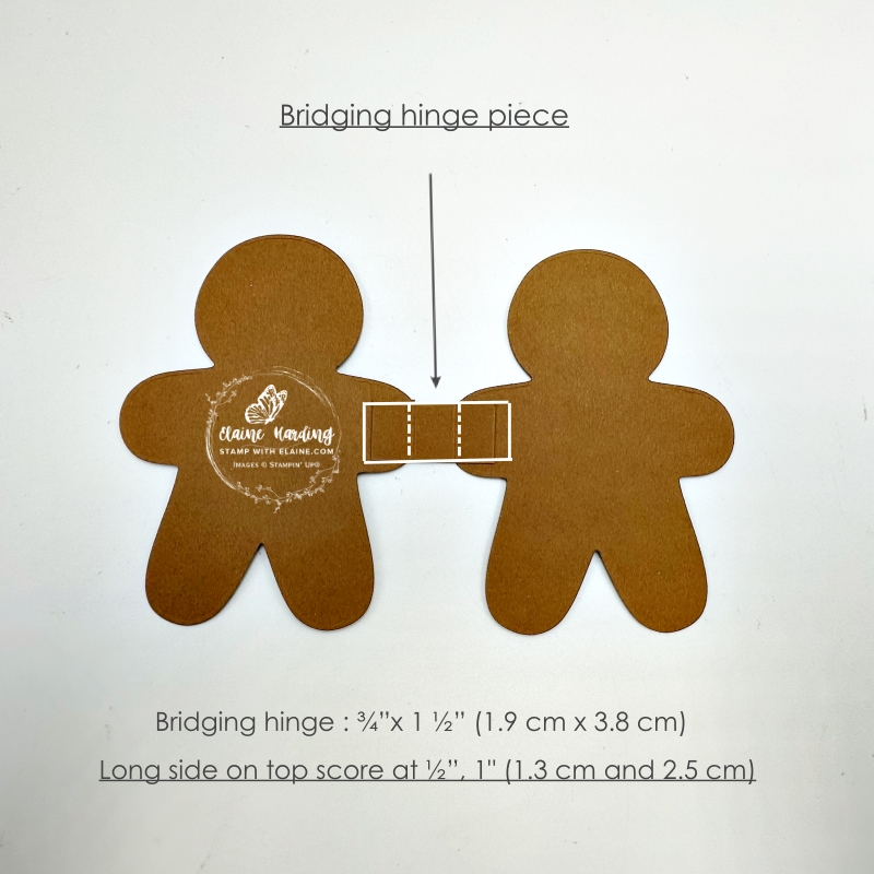 gingerbread man cut in half and insert bridging hing piece