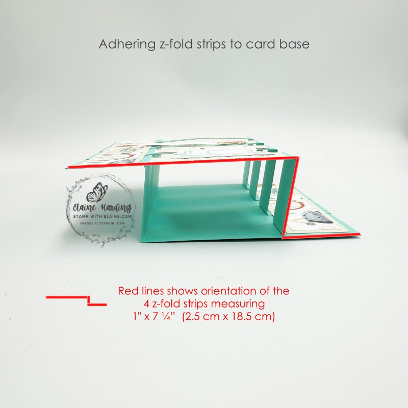 coastal cabana orientation of z-fold strips for adhering to card base