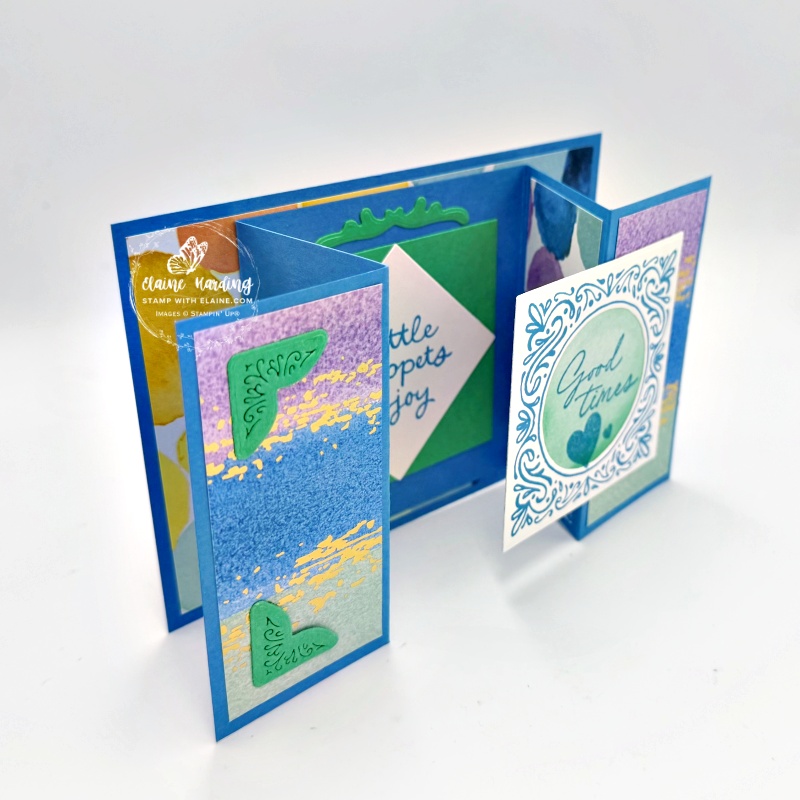 Mini gatefold card on Joyful Square open