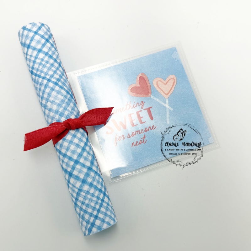 tube of sweets with flip flap valentine note front