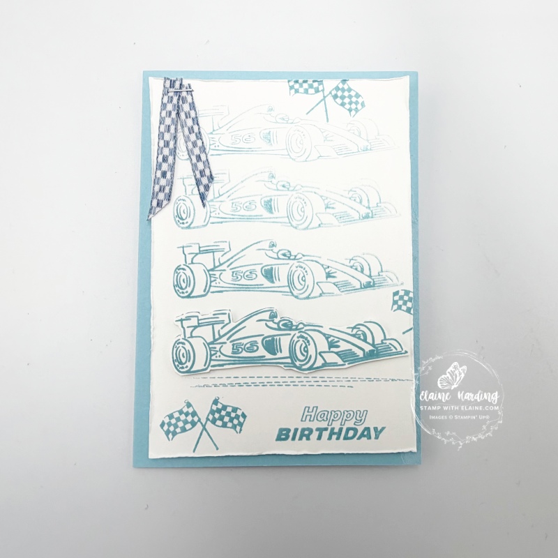 balmy blue masculine bday card with Ready, set, go!