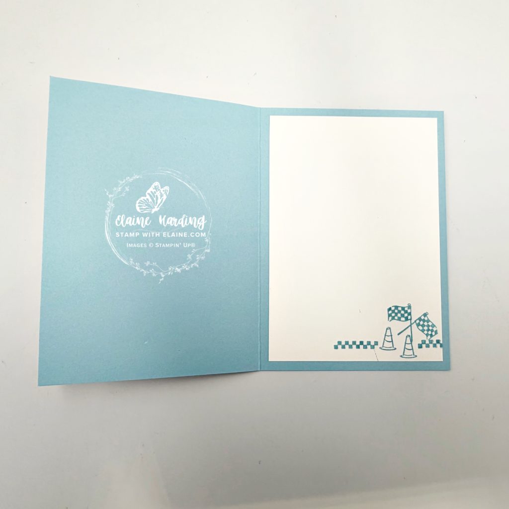 inside balmy blue masculine bday card with ready, set, go!