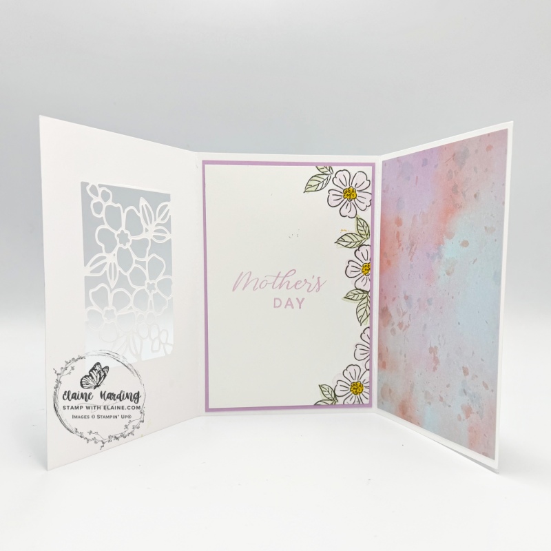 all 3 panels open for Trifold mother's day card with Fragrant Flowers