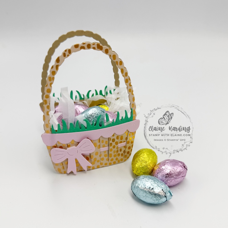 Woven easter basket front with bow