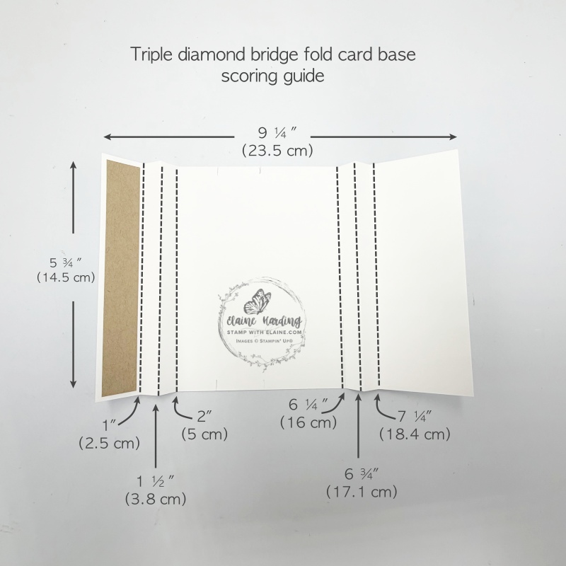 basic white triple diamond bridge fold card base scoring guide