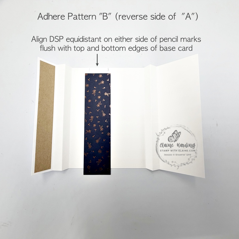 adhere pattern B on centre panel of card base