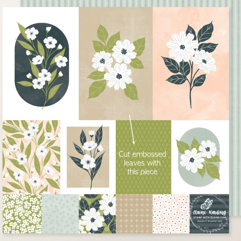 Lovely Blossoms DSP sheet for die cutting leaves
