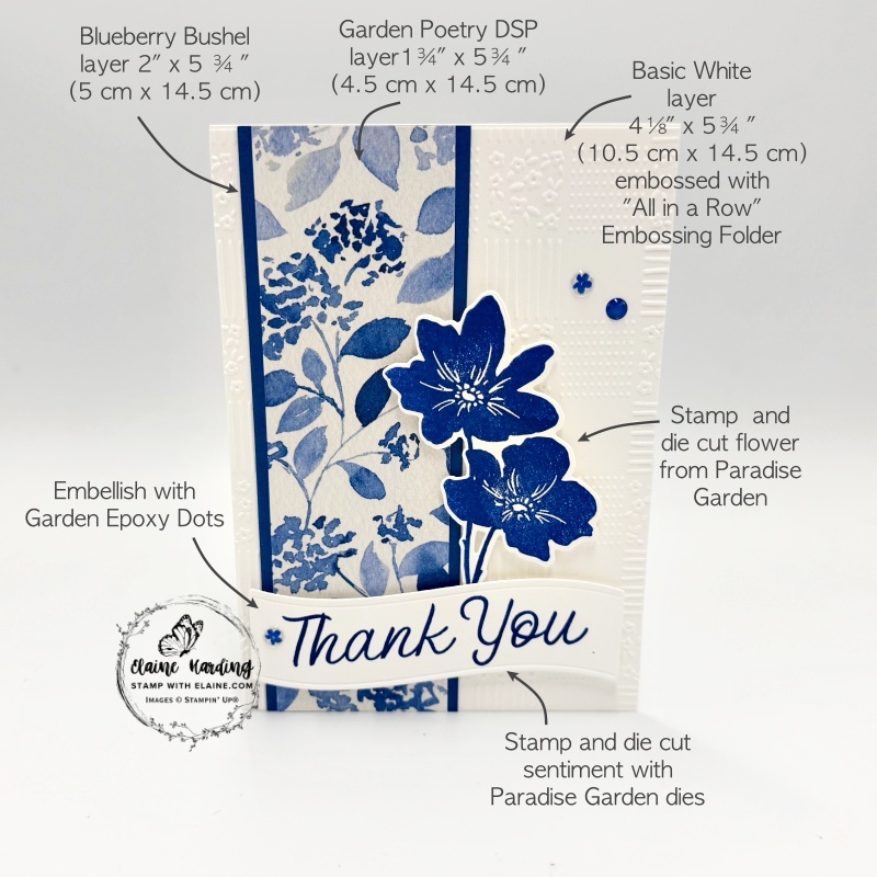 picture guide to card front of paradise garden thank you card