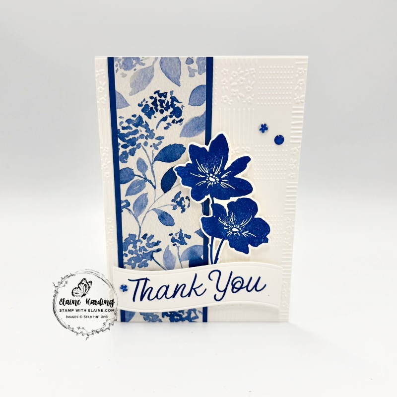 Basic white embossed paradise garden thank you card